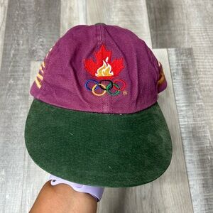 VINTAGE Olympics Hat 1996 Atlanta Suede Canada Torch